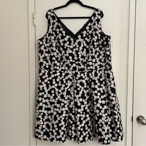 Taylor Women’s Black and White Polka Dot Fit and Flare Swing Dress (Size 20W)